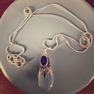 Sterling Silver Moonstone Pendant Necklace